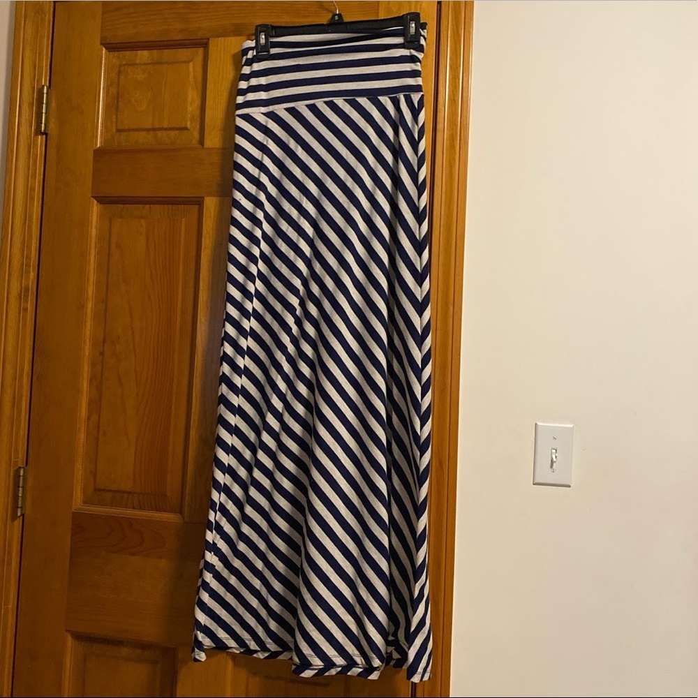 Navy and White Maxi Skirt